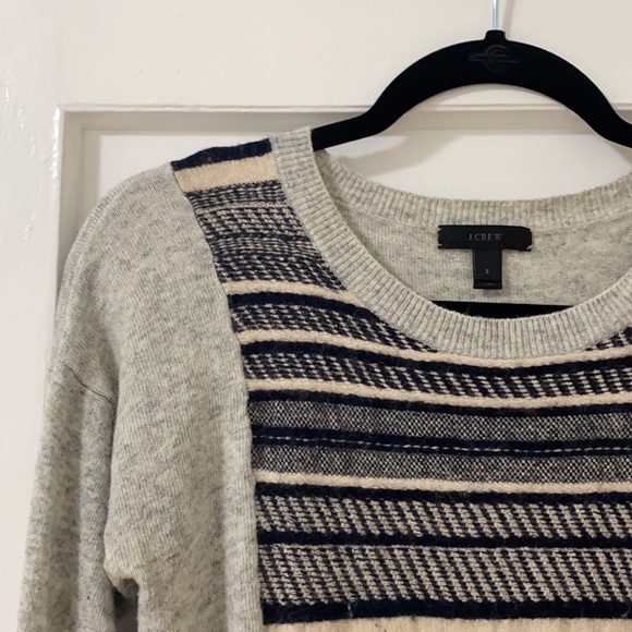 JCrew | Grey Wool Sweater with Stripes S - Picture 2 of 7